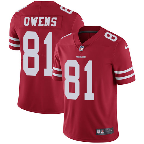 Nike 49ers #81 Terrell Owens Red Team Color Men's Stitched NFL Vapor Untouchable Limited Jersey - Click Image to Close